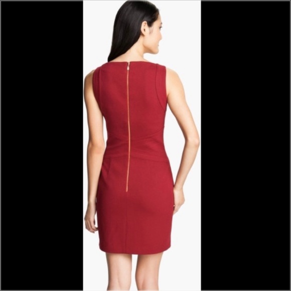 LAUNDRY SHELLI SEGAL VIXEN RED BODYCON BACK-ZIP MINI COCKTAIL DRESS Sz10 - Picture 3 of 14